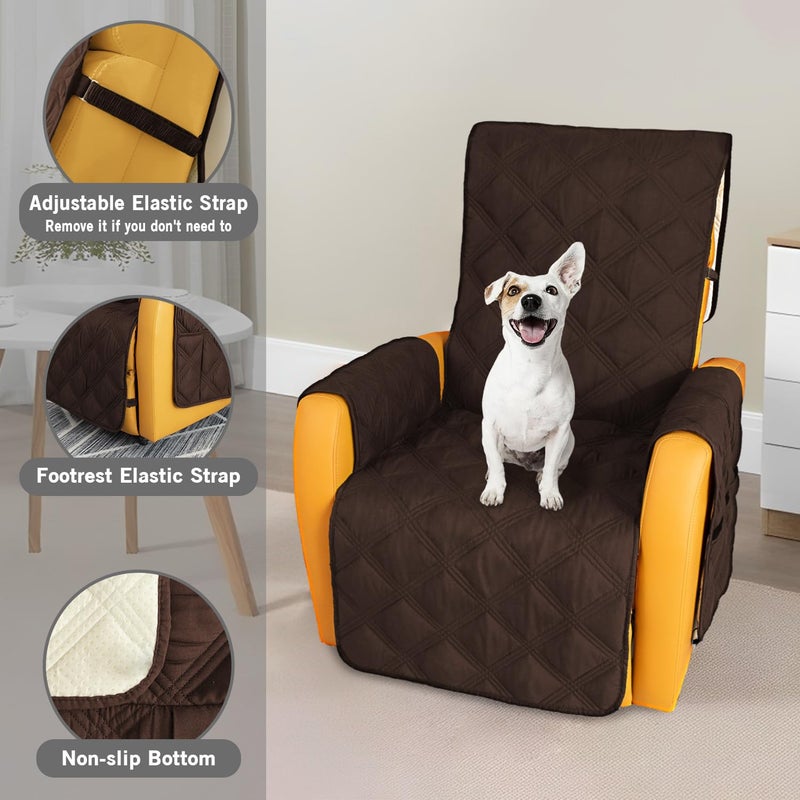 CHHKON Recliner Chair Covers Waterproof with Non-Slip Furniture Protector Sofa Slipcover for Children Sofa Covers for Dogs (Chocolate, 30'') - Image 5